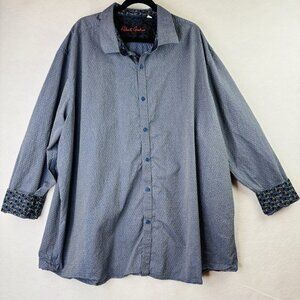 Robert Graham Shirt Men's 4XL Geometric Blue Multicolor Flip Cuff Long Sleeve